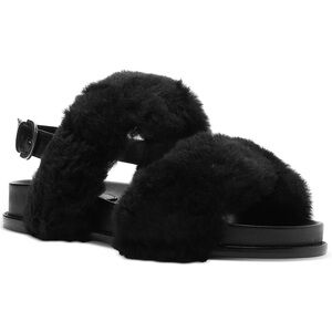 NWT NIB Alexandre Birman 39 Women's Sport Fur Slingback Leather Sandals Black